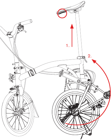 De fiets uitvouwen - Stap 7 - Achterwiel uitvouwen