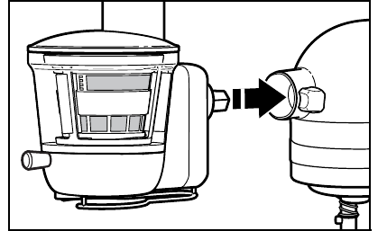 De juicereenheid aan de staande mixer bevestigen - Stap 3