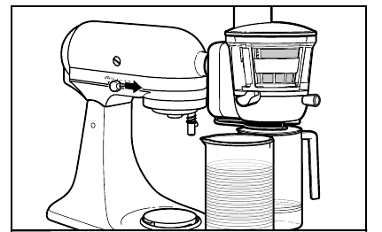 De juicereenheid aan de staande mixer bevestigen - Stap 5