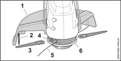 Maai-eenheid, snijgereedschap en deflector