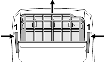 Het luchtfilter verwijderen (synthetisch vezelfilter)