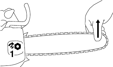 De zaagketting spannen (zijdelingse kettingspanner)