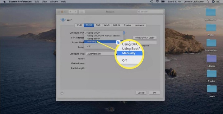 Uw IP-adres wijzigen op een Mac - Stap 5