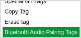 Bluetooth-audiokoppelingstags geselecteerd in A2-software