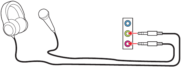 Diagram audio-jacks naar hoofdtelefoon en microfoon