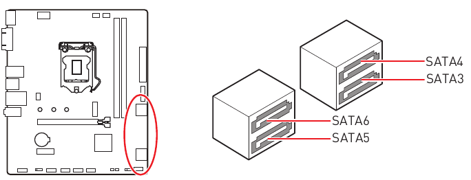 SATA3~6: SATA 6Gb/s-connectoren