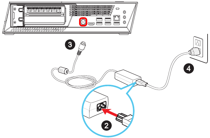 Hardware-installatie - De wisselstroom aansluiten
