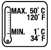 Stel nooit bloot aan temperaturen boven 120&deg;F / 50&deg;C of onder 34&deg;F / 1&deg;C