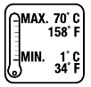 Stel nooit bloot aan temperaturen boven 158&deg;F / 70&deg;C of onder 34&deg;F / 1&deg;C
