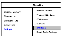 XM Radio-instellingen