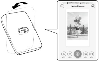 Zoom bedienen bij gebruik van de INSTAX-camera in de app