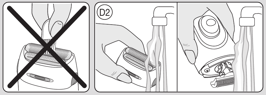 De scheerkop reinigen onder stromend water 