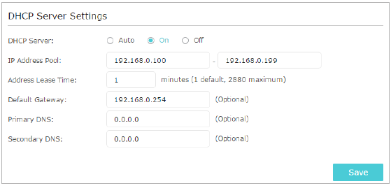 De DHCP-serverinstellingen specificeren