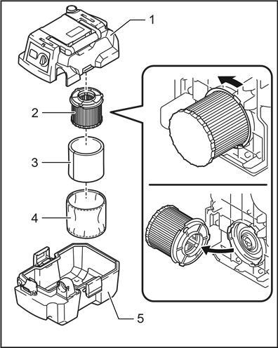 De HEPA-filter reinigen - Stap 1