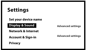 Instellingen-knop openen Google TV menu