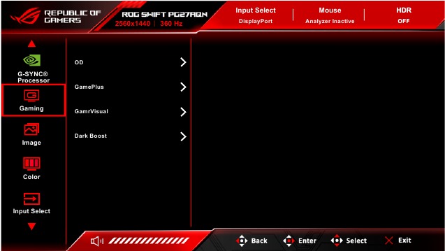 Introductie van de OSD-functie - Gaming Settings