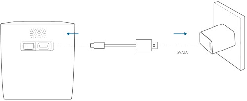 Het apparaat opladen - Met behulp van een standaard USB-C-kabel