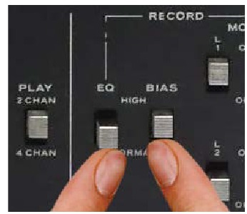 RECORD BIAS en EQ schakelaars