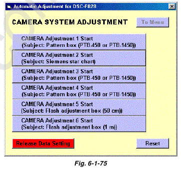 Camera System Adjustment screen