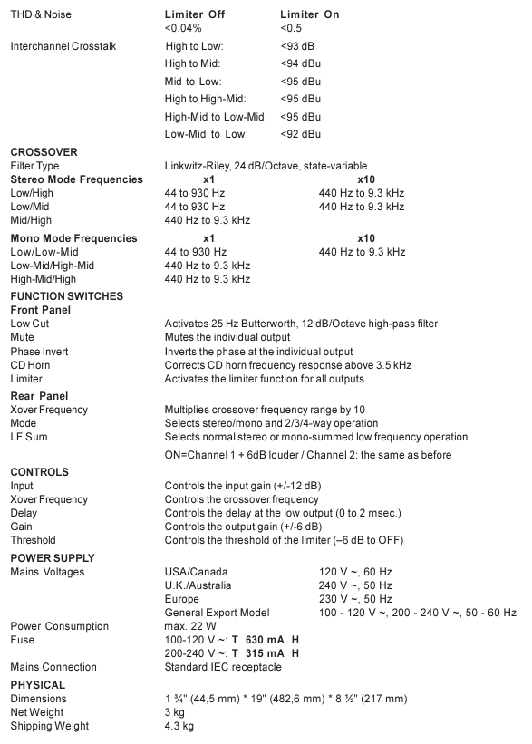  SPECIFICATIES - Tabel 2