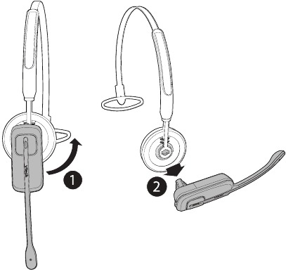 De headset plaatsen - Over de hoofdband - Stap 2