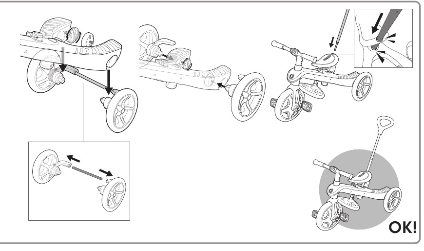 Transformeer Infant Trike naar Guided Trike - Stap 2