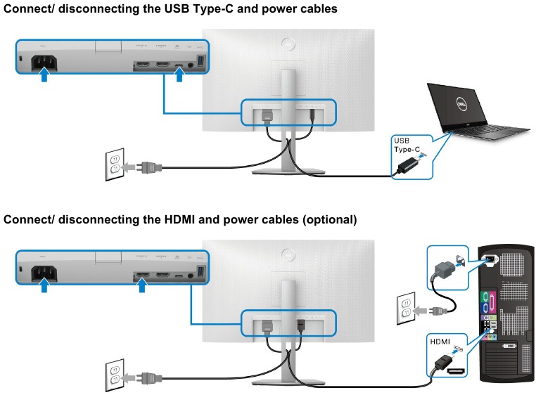 Het aansluiten van het netsnoer/de connectiviteitskabel