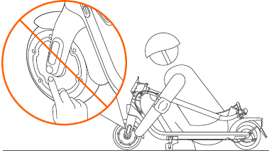 WAARSCHUWINGEN - Raak de naafmotor NIET aan na het rijden