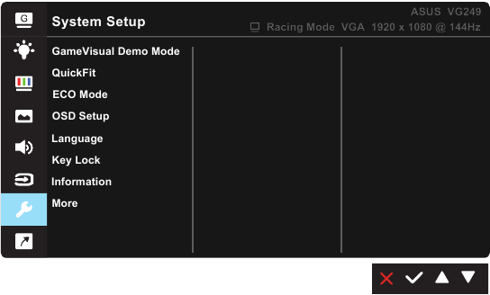 System Setup OSD Menu - Deel 1