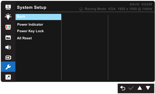 System Setup OSD Menu - Deel 2