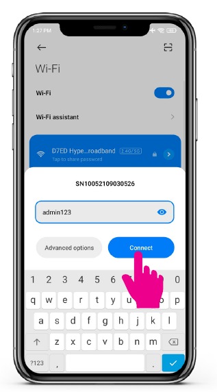Wi-Fi-wachtwoord laadpunt invoeren