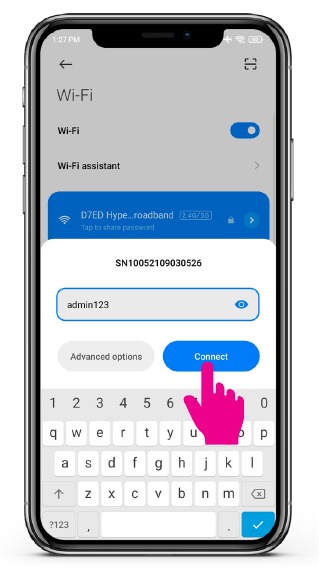 Voer het Wi-Fi wachtwoord van het laadpunt in
