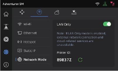 LAN Only Mode printerverbinding - Stap 1