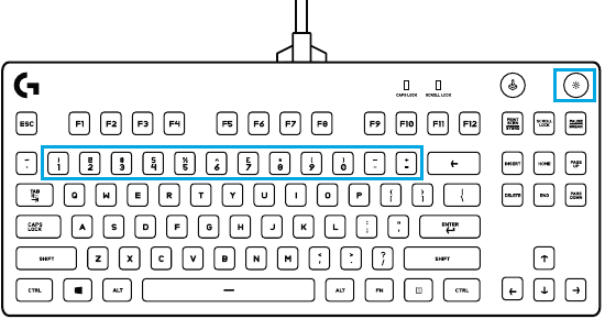 TOETSENBORD FUNCTIES &mdash; VERLICHTINGSFUNCTIES