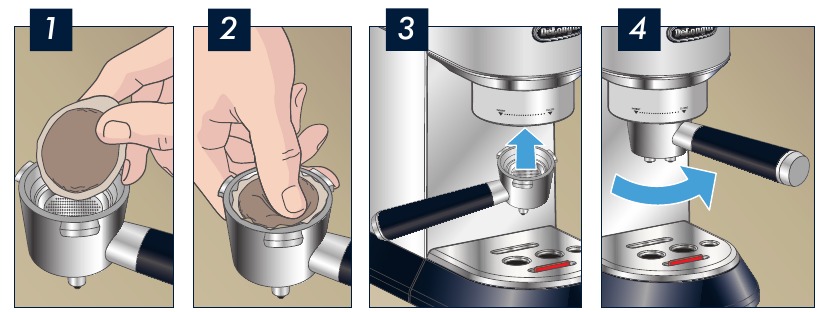 ESPRESSO ZETTEN Met behulp van E.S.E. POD Espresso - Stap 1