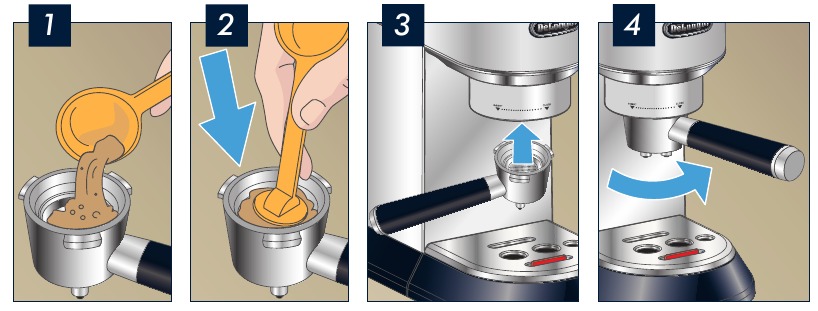 ESPRESSO ZETTEN Met behulp van voorgemalen espresso - Stap 1