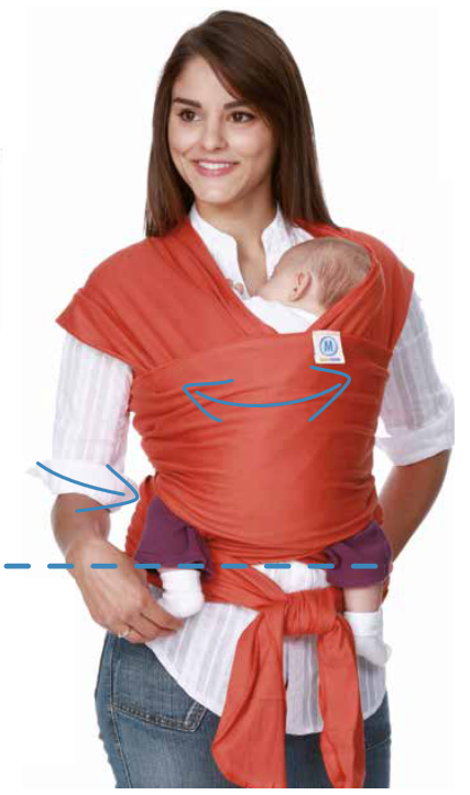 Baby wordt boven de heupen gedragen