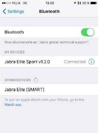 Jabra Elite Sport koppelingslijst
