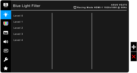 OSD-functie introductie - Blauw Licht Filter