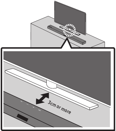De Soundbar op een tv-standaard plaatsen