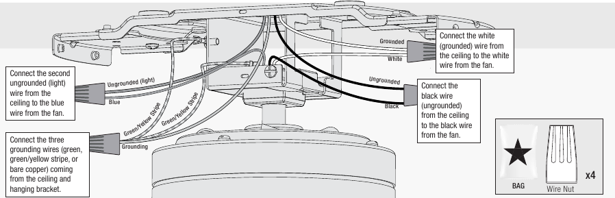 De ventilator bedraden - Methode 2
