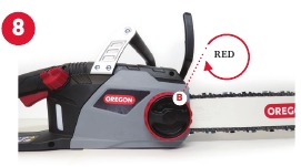 Het vastdraaien van de kettingspanring totdat de laagste snijders contact maken met de balk