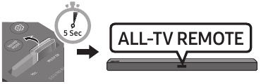 Het Soundbar-volume/tv-afstandsbediening aanpassen - Stap 3