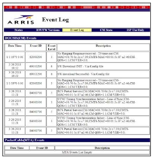 Scherm Event Log