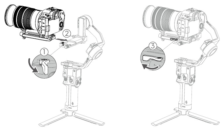 Bevestig de camera aan de gimbal - Stap 1