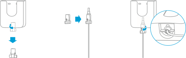 De oplaadadapter aansluiten op de wandhouder