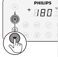 druk op de temperatuur omhoog of omlaag knop om de benodigde temperatuur te kiezen