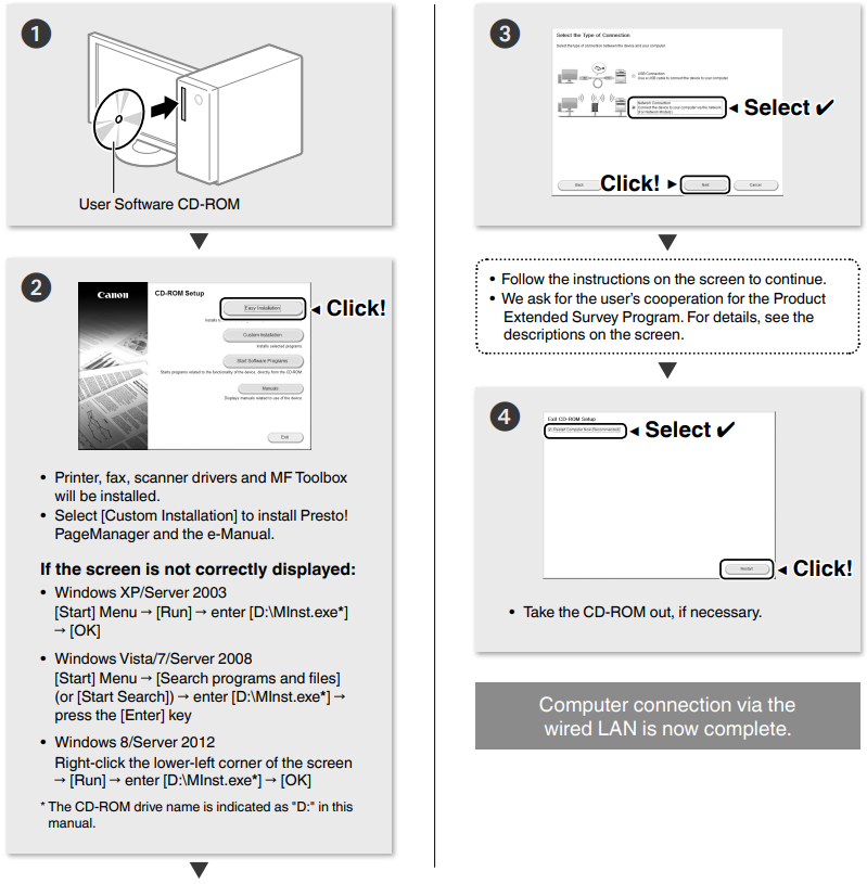 Verbinding maken met de pc - Bekabelde LAN-verbinding - Stap 2