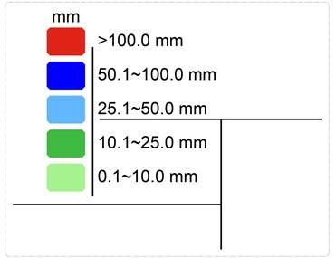 Regenvalbereik weergegeven door kleuren - Deel 1