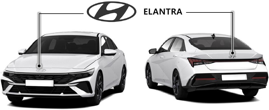 Voor- en achteraanzicht van ELANTRA HYBRID